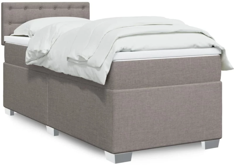 vidaXL Κρεβάτι Boxspring με Στρώμα Taupe 90x200 εκ. Υφασμάτινο