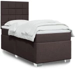 vidaXL Κρεβάτι Boxspring με Στρώμα Σκούρο Καφέ 90x200 εκ. Υφασμάτινο