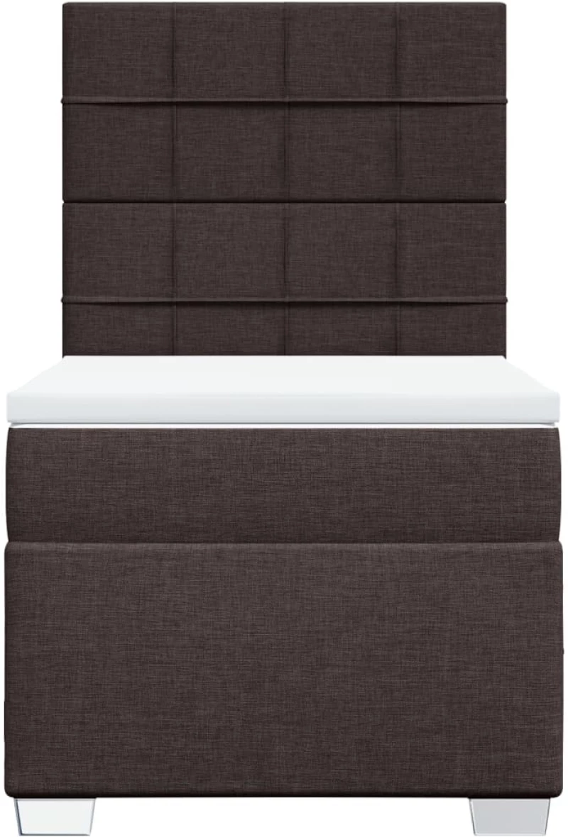 vidaXL Κρεβάτι Boxspring με Στρώμα Σκούρο Καφέ 90x200 εκ. Υφασμάτινο
