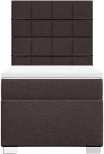 vidaXL Κρεβάτι Boxspring με Στρώμα Σκούρο Καφέ 90x200 εκ. Υφασμάτινο
