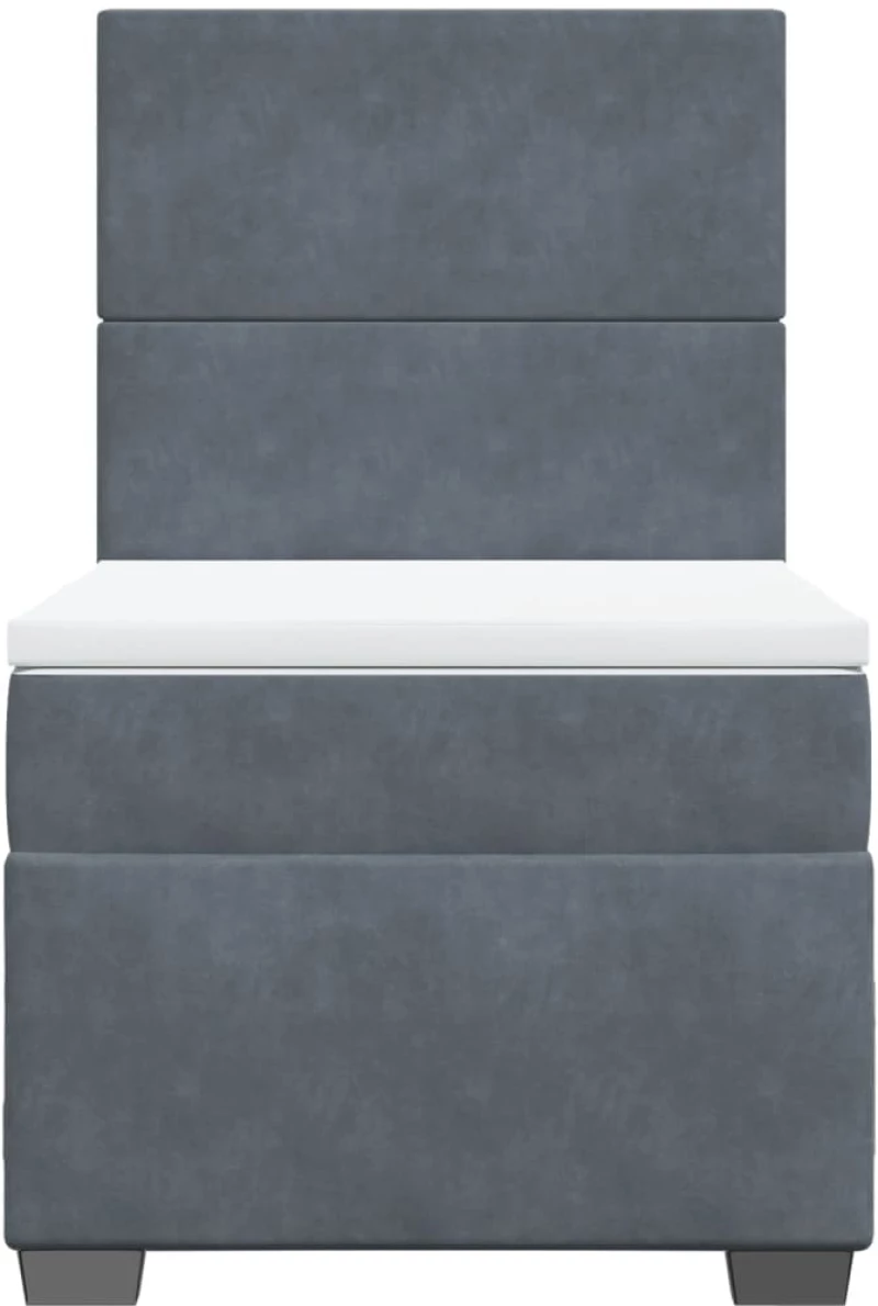 vidaXL Κρεβάτι Boxspring με Στρώμα Σκούρο Γκρι 100x200 εκ. Βελούδινο