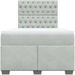 vidaXL Κρεβάτι Boxspring με Στρώμα Ανοιχτό Γκρι 120x190 εκ. Βελούδινο