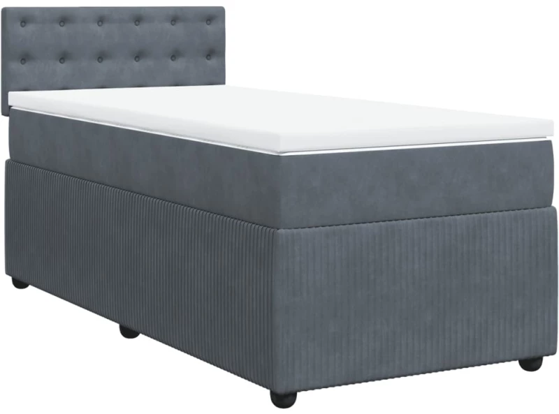 vidaXL Κρεβάτι Boxspring με Στρώμα Σκούρο Γκρι 80x200 εκ. Βελούδινο