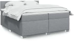 vidaXL Κρεβάτι Boxspring με Στρώμα Ανοιχτό Γκρι 200x200 εκ. Υφασμάτινο
