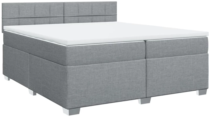 vidaXL Κρεβάτι Boxspring με Στρώμα Ανοιχτό Γκρι 200x200 εκ. Υφασμάτινο