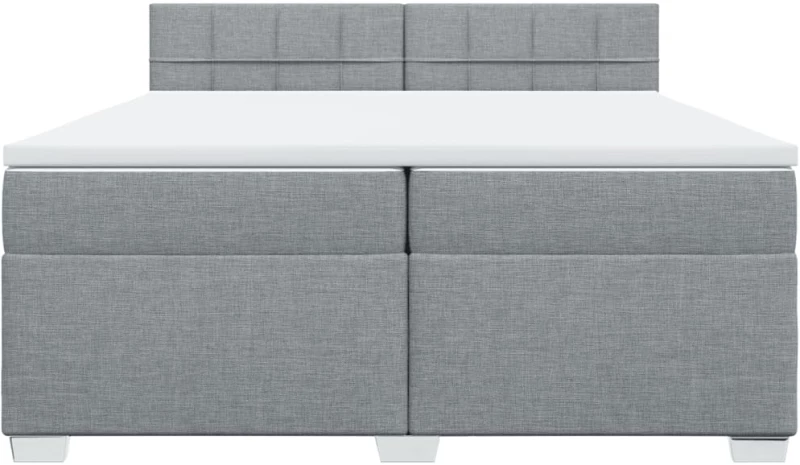 vidaXL Κρεβάτι Boxspring με Στρώμα Ανοιχτό Γκρι 200x200 εκ. Υφασμάτινο