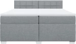 vidaXL Κρεβάτι Boxspring με Στρώμα Ανοιχτό Γκρι 200x200 εκ. Υφασμάτινο