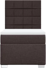 vidaXL Κρεβάτι Boxspring με Στρώμα Σκούρο Καφέ 90x190 εκ. Υφασμάτινο
