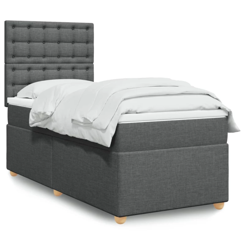 vidaXL Κρεβάτι Boxspring με Στρώμα Σκούρο Γκρι 80x200 εκ. Υφασμάτινο