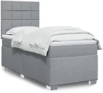 vidaXL Κρεβάτι Boxspring με Στρώμα Ανοιχτό Γκρι 90x200 εκ. Υφασμάτινο