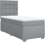 vidaXL Κρεβάτι Boxspring με Στρώμα Ανοιχτό Γκρι 90x200 εκ. Υφασμάτινο