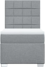 vidaXL Κρεβάτι Boxspring με Στρώμα Ανοιχτό Γκρι 90x200 εκ. Υφασμάτινο