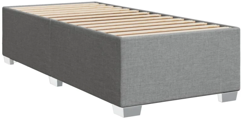 vidaXL Κρεβάτι Boxspring με Στρώμα Ανοιχτό Γκρι 90x200 εκ. Υφασμάτινο