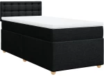 vidaXL Κρεβάτι Boxspring με Στρώμα Μαύρο 90x200 εκ. Υφασμάτινο