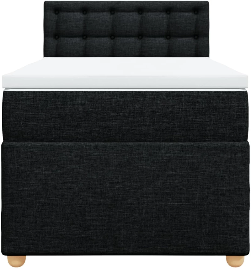 vidaXL Κρεβάτι Boxspring με Στρώμα Μαύρο 90x200 εκ. Υφασμάτινο