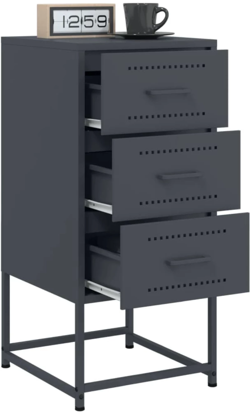 vidaXL Κομοδίνα 2 τεμ. Ανθρακί 36x39x78 εκ. από Χάλυβα