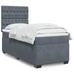 vidaXL Κρεβάτι Boxspring με Στρώμα Σκούρο Γκρι 80x200 εκ. Βελούδινο