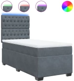 vidaXL Κρεβάτι Boxspring με Στρώμα Σκούρο Γκρι 80x200 εκ. Βελούδινο