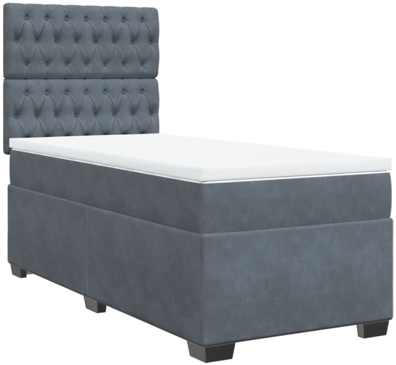 vidaXL Κρεβάτι Boxspring με Στρώμα Σκούρο Γκρι 80x200 εκ. Βελούδινο