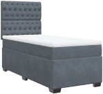vidaXL Κρεβάτι Boxspring με Στρώμα Σκούρο Γκρι 80x200 εκ. Βελούδινο