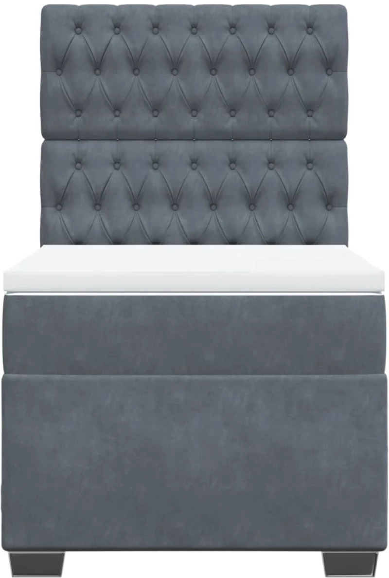 vidaXL Κρεβάτι Boxspring με Στρώμα Σκούρο Γκρι 80x200 εκ. Βελούδινο