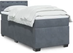 vidaXL Κρεβάτι Boxspring με Στρώμα Σκούρο Γκρι 90x190 εκ. Βελούδινο