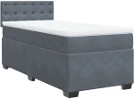 vidaXL Κρεβάτι Boxspring με Στρώμα Σκούρο Γκρι 90x190 εκ. Βελούδινο