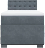 vidaXL Κρεβάτι Boxspring με Στρώμα Σκούρο Γκρι 90x190 εκ. Βελούδινο