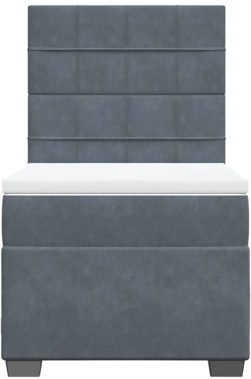 vidaXL Κρεβάτι Boxspring με Στρώμα Σκούρο Γκρι 100x200 εκ. Βελούδινο