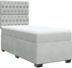 vidaXL Κρεβάτι Boxspring με Στρώμα Ανοιχτό Γκρι 90x190 εκ. Βελούδινο