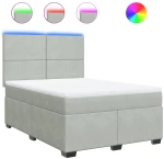 vidaXL Κρεβάτι Boxspring με Στρώμα Ανοιχτό Γκρι 140x190 εκ. Βελούδινο