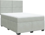 vidaXL Κρεβάτι Boxspring με Στρώμα Ανοιχτό Γκρι 140x190 εκ. Βελούδινο