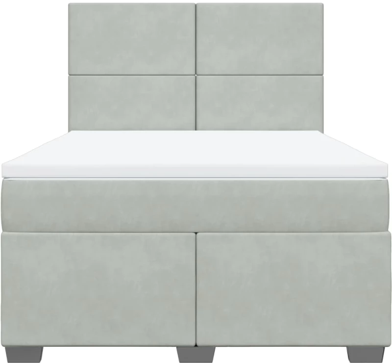 vidaXL Κρεβάτι Boxspring με Στρώμα Ανοιχτό Γκρι 140x190 εκ. Βελούδινο