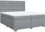 vidaXL Κρεβάτι Boxspring με Στρώμα Ανοιχτό Γκρι 200x200 εκ. Υφασμάτινο