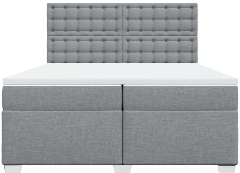 vidaXL Κρεβάτι Boxspring με Στρώμα Ανοιχτό Γκρι 200x200 εκ. Υφασμάτινο