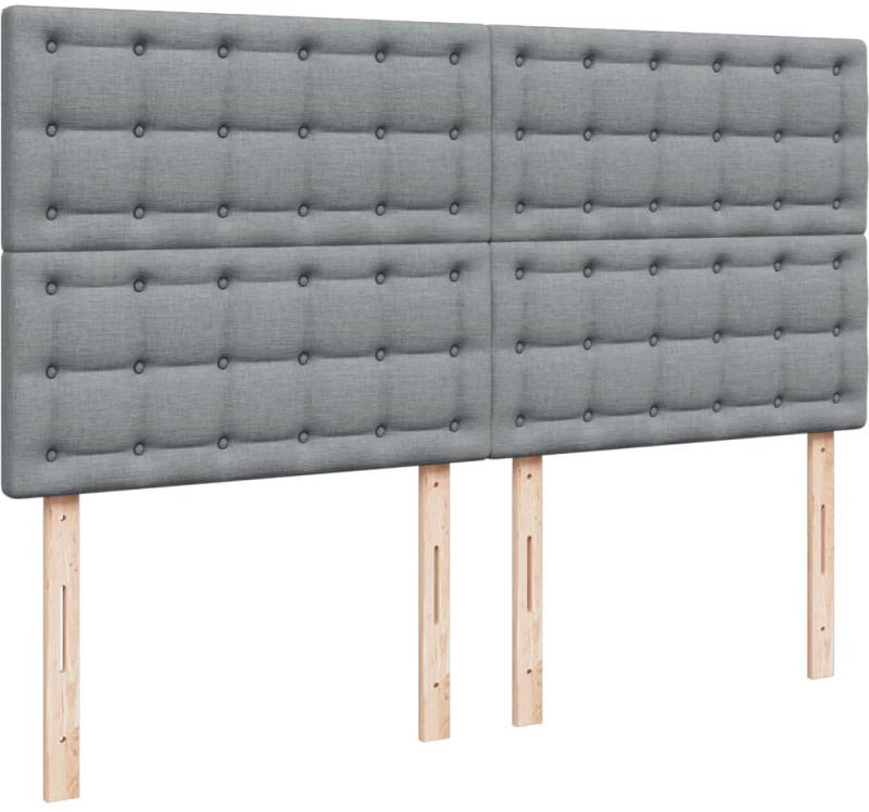 vidaXL Κρεβάτι Boxspring με Στρώμα Ανοιχτό Γκρι 200x200 εκ. Υφασμάτινο