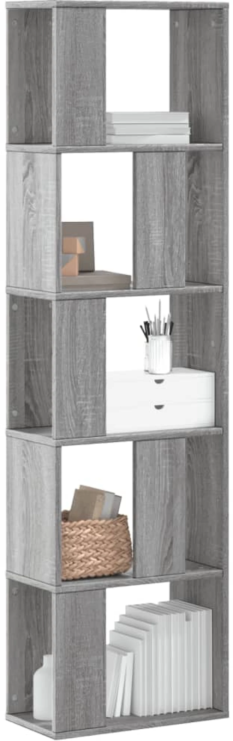 vidaXL Βιβλιοθήκη 5 Επιπέδων Γκρι Sonoma 45x23,5x162,5 εκ. Επεξ. Ξύλο