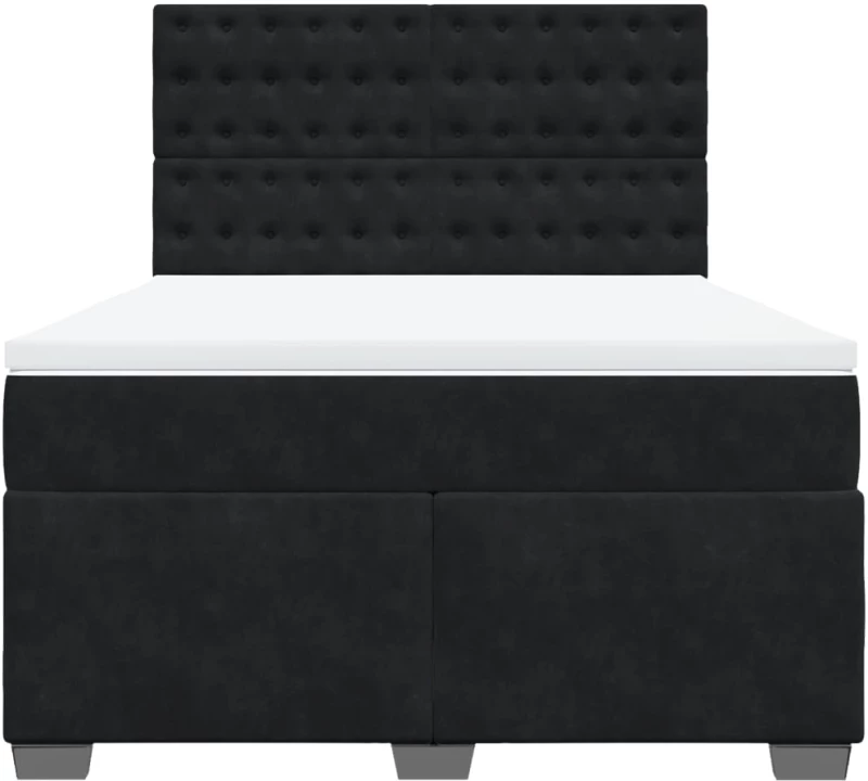vidaXL Κρεβάτι Boxspring με Στρώμα Μαύρο 160x200 εκ. Βελούδινο