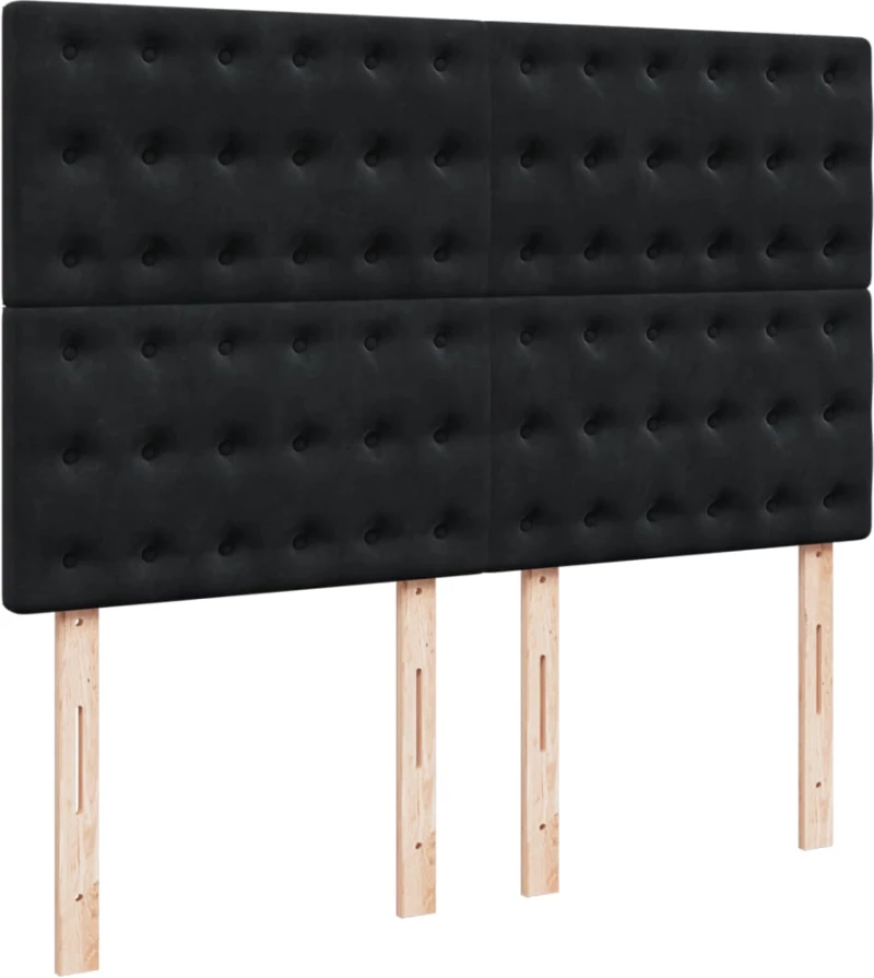 vidaXL Κρεβάτι Boxspring με Στρώμα Μαύρο 160x200 εκ. Βελούδινο