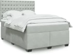 vidaXL Κρεβάτι Boxspring με Στρώμα Ανοιχτό Γκρι 140x200 εκ. Βελούδινο