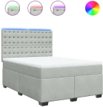 vidaXL Κρεβάτι Boxspring με Στρώμα Ανοιχτό Γκρι 140x200 εκ. Βελούδινο