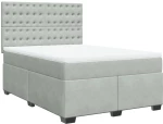 vidaXL Κρεβάτι Boxspring με Στρώμα Ανοιχτό Γκρι 140x200 εκ. Βελούδινο