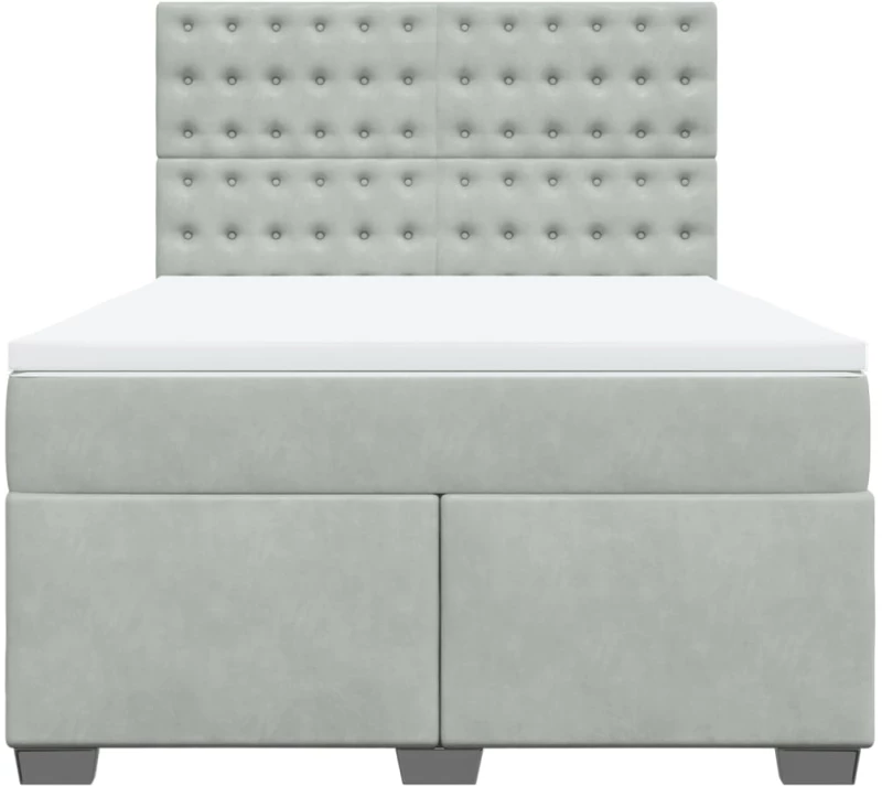 vidaXL Κρεβάτι Boxspring με Στρώμα Ανοιχτό Γκρι 140x200 εκ. Βελούδινο