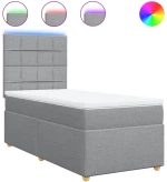 vidaXL Κρεβάτι Boxspring με Στρώμα Ανοιχτό Γκρι 90x190 εκ. Υφασμάτινο