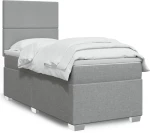 vidaXL Κρεβάτι Boxspring με Στρώμα Ανοιχτό Γκρι 90x200 εκ. Υφασμάτινο