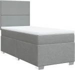 vidaXL Κρεβάτι Boxspring με Στρώμα Ανοιχτό Γκρι 90x200 εκ. Υφασμάτινο