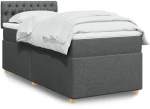 vidaXL Κρεβάτι Boxspring με Στρώμα Σκούρο Γκρι 90x200 εκ. Υφασμάτινο