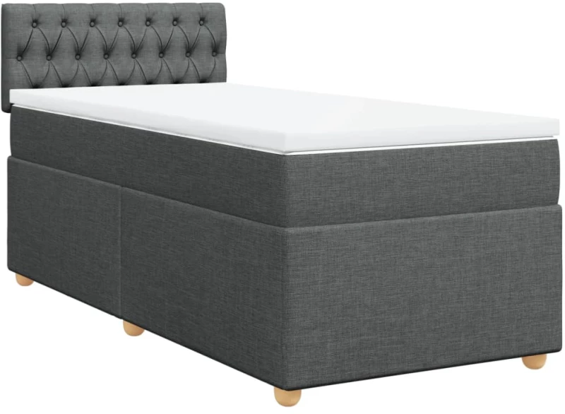 vidaXL Κρεβάτι Boxspring με Στρώμα Σκούρο Γκρι 90x200 εκ. Υφασμάτινο
