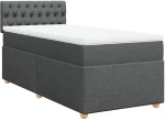 vidaXL Κρεβάτι Boxspring με Στρώμα Σκούρο Γκρι 90x200 εκ. Υφασμάτινο