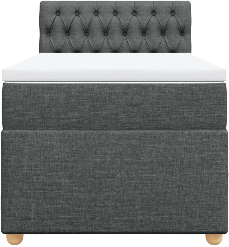 vidaXL Κρεβάτι Boxspring με Στρώμα Σκούρο Γκρι 90x200 εκ. Υφασμάτινο